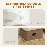 PawHut Árbol Rascador para Gatos Altura 133 cm Torre para Gatos con Nido Plataformas Bola Colgante y Poste de Yute Café(m-6)