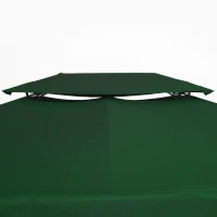 Outsunny Copertura per Gazebo 4x3 m a 2 Livelli in Poliestere con Cinghie e 10 Fori di Drenaggio, Verde(m-8)
