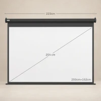 HOMCOM Ecran pentru Proiector 100" Format 4:3 Reglabil cu Telecomandă, 203x152cm, Negru(m-3)
