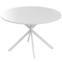 HOMCOM Tavolo da Pranzo Rotondo Stile Industriale con Gambe a Croce in Acciaio, Ø120x75 cm, Bianco(m-1)