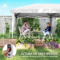 Outsunny Carpa Plegable 6x3 m Pop-up con 4 Laterales Desmontables Cenador de Jardín con 2 Ventanas y Bolsa de Transporte Blanco(m-5)