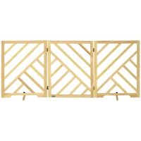 PawHut Barrera de Seguridad Plegable para Perros Valla de Madera con Patas para Escaleras y Puertas 181x35x76 cm Natural(m-11)