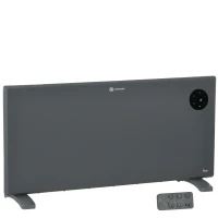 HOMCOM 2000W Electric Convector Heater, Freestanding or Wall Mounted, Space Heater with Adjustable Thermostat, Timer, Grey(m-1)
