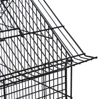 PawHut Jaula para Pájaros con Soporte y Ruedas Bandeja Extraíble 2 Comederos Repisa Inferior Metal para Canarios Periquitos Loros 53x53x147 cm Negro(m-7)
