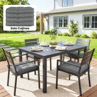 Outsunny Conjunto de Cojines para Sillas de Comedor y Jardín Impermeable con 2 Amarres de Fijación 42x42x5 cm Gris Oscuro(m-8)
