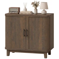 HOMCOM Sideboard Buffet Cabinet, Storage Cabinet with 2 Curved Doors, Adjustable Shelf and Legs for Dining Room, Dark Walnut(m-15)