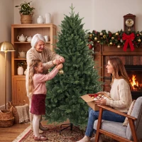 HOMCOM Árvore de Natal Artificial com Aspeto Real Pinheiro com 1237 Pontas Moldadas e Suporte Metálico 180 cm Verde(m-5)