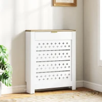 HOMCOM Couvercle de radiateur, cache radiateur avec placard rabattable et étagère supérieur, 78 x 19 x 95,5 cm, blanc(m-2)