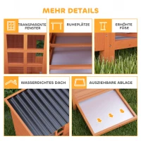 PawHut Hühnerstall mit Nestkasten für 3-4 Hühner, Wasserfestes Dach, Tannenholz, Kunststoff, 100 x 86 x 100 cm, Orange(m-7)