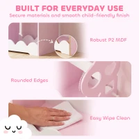 AIYAPLAY Kids Wardrobe, Children Dress Up Storage with Mirror, Clothes Rail, Shelves, Hangers for Girls Boys Bedroom Nursery Pink(m-6)