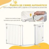 PawHut Barrera para Perros Plegable de 3 Paneles con Cierre Inteligente Barrera de Seguridad para Pasillo 180x74,5 cm Blanco(m-6)