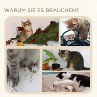 PawHut Katzentreppe, Kratzbaum, drei Stufen, Spielball, grau+holzfarben, 45 x 40 x 48cm(m-6)