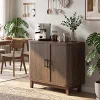 HOMCOM Sideboard Buffet Cabinet, Storage Cabinet with 2 Curved Doors, Adjustable Shelf and Legs for Dining Room, Dark Walnut(m-8)