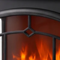 HOMCOM Electric Fireplace Stove, 1000/2000W 3-Sided Freestanding Fireplace Heater with 3D Flame Log, Thermostat, Black(m-12)