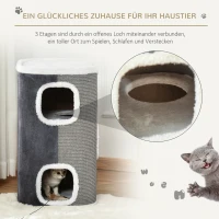 PawHut Krabpaal kattenbak 3 niveaus huisdieren meubel grijs + wit(m-4)