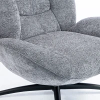 HOMCOM Draaifauteuil met Brede Zitting, Geïntegreerde Armleuningen, Chenille-look, Donkergrijs(m-12)