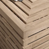 Outsunny Coffre de rangement extérieure 2 en 1 pour base de parasol, table d'appoint de terrasse avec trou pour parasol en bois(m-9)