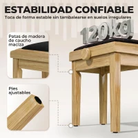 HOMCOM Banco para Piano Ajustable Altura 45-56 cm Banqueta para Piano Acolchada de Terciopelo Patas de Madera Madera Natural(m-5)