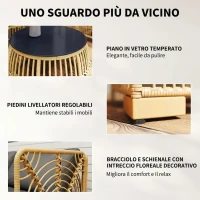 Outsunny Set Salotto in Rattan da Giardino con Divano Modulabile, Cuscini e Tavolino da Caffè, Grigio(m-6)