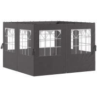 Outsunny Pavillon-Seitenwände, 4 Seitenwand-Paneele für Gartenpavillon, mit Reißverschluss, 3 x 3 m Pavillon, Dunkelgrau(m-1)