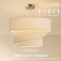 HOMCOM Pendellamp met 3 kappen in linnenlook, moderne verstelbare plafondlamp, beige, lichtbronnen niet inbegrepen(m-5)