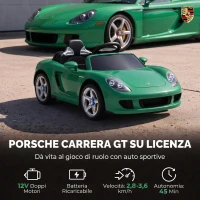 AIYAPLAY Auto Elettrica Bambini Porsche Carrera GT 12V con Telecomando, 2 Motori, Sospensioni e Porte Apribili, Verde(m-3)