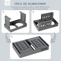 PawHut Comedero Elevado para Perros con 2 Platos Desmontables de 1200 ml y Altura Ajustable 44x27,7x28 cm Gris(m-6)