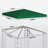 Outsunny Acoperiș pentru Foișor de Grădină 3x3 m din Material Textil Oxford 600D cu Orificii de Drenaj, Verde(m-3)