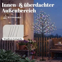 HOMCOM LED-Kirschblütenbaum 150 cm mit 160 LEDs, künstlicher Leuchtbaum mit 20 biegsamen Zweigen, Weihnachtsdeko(m-7)