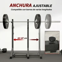 SPORTNOW Soporte para Barras de Pesas con Ancho y Altura Ajustable Rack Musculación con Marco de Acero Carga 150 kg Negro(m-6)