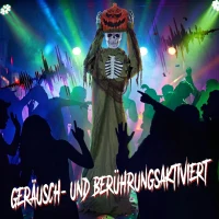 HOMCOM Animiertes Pop-up-Kürbis-Skelett, 173 cm, gruselige Halloween-Deko mit Licht sowie Sound- und Berührungsaktivierung(m-5)