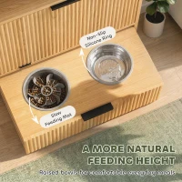 PawHut Pet Feeder Station with Storage, Dog Food Storage Container w/ 2 Raised Bowls, Tilt Out Cabinet, Slow Feeder Mat(m-5)