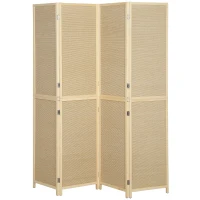 HOMCOM Paravan interior din bambus 4 panouri 180x180cm, separator de cameră pliabil și portabil, stil boem, lemn natural(m-9)