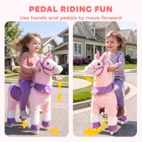 AIYAPLAY Ride on Horse Pedal Ride On Walking Horse Toy Rotatable Head Neighing Sound, Pink(m-5)