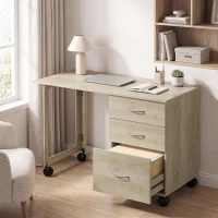 HOMCOM Birou Pliabil Con 3 Sertare, Stejar(m-10)