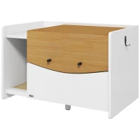 PawHut Kattentoilet, uitschuifbaar, kastontwerp, strooisellade, 78x50x51cm, Eik/Wit(m-10)