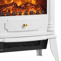 HOMCOM Freestanding Portable Fireplace, Electric Fireplace Stove Heater with 3D Flame Effect and Adjustable Thermostat, White(m-13)