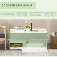 PawHut kattenkast met 2 schappen, 2-in-1 design, magneetdeur, MDF, wit(m-5)