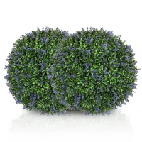 HOMCOM 2er-Set künstliche Pflanzen in Kugelform, UV-beständig, Kunstpflanzen für Indoor- und Outdoor-Bereich, 42 cm, Grün+Lila(m-1)