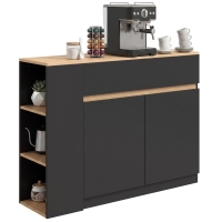 HOMCOM Dressoir, buffetkast met groot kastvak, 3-laags schap en lade, zwart, 110 x 29,5 x 82 cm