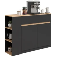 HOMCOM Dressoir, buffetkast met groot kastvak, 3-laags schap en lade, zwart, 110 x 29,5 x 82 cm(m-14)