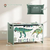 AIYAPLAY Storage Chest, Wooden Toy Chest with Lid, Flip-Top, Security Hinges and Anti-Pinch Design for Kids, Green(m-3)