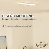 HOMCOM Lámpara de Techo LED IP20 46W 4500lm con 3 Círculos Iluminación de Techo de Aluminio para Comedor Dormitorio Salón 56x47x8 cm Plata(m-4)