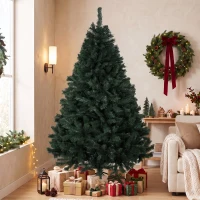 HOMCOM Árvore de Natal 180 cm Artificial com 820 Ramos Retardantes de Chama, Base em Aço Dobrável, Verde(m-6)