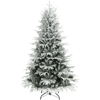 HOMCOM Schneebeflockter Weihnachtsbaum 180 cm mit 1920 Spitzen, Klappsystem, künstlich, voll(m-12)