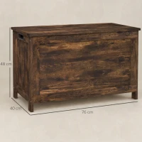 HOMCOM Storage Chest, Modern Storage Trunk with 2 Safety Hinges and Cut-out Handles, Wooden Toy Box for Living Room, Entryway, 76 x 40 x 48 cm, Rustic Brown(m-3)