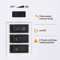 HOMCOM Electric Fireplace Stove, 1000W/2000W, Freestanding Electric Fire with LED Flame Effect, Adjustable Thermostat, White(m-5)