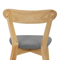 HOMCOM Lot de 4 Chaises de Salle à Manger, Chaises Cuisine, Assise Rembourrées en Lin, Dossier Incurvé, Gris et Bois Naturel(m-12)