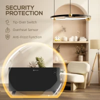HOMCOM 2000W Electric Convector Heater, Freestanding or Wall Mounted, Space Heater with Adjustable Thermostat, Timer, Black(m-7)
