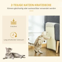 PawHut set van 2 kattenkrabmatten krasbescherming bank sisal krabtapijt voor kat fauteuil bank kattenkrabmat beige + grijs 130 x 45 x 0,3 cm(m-4)